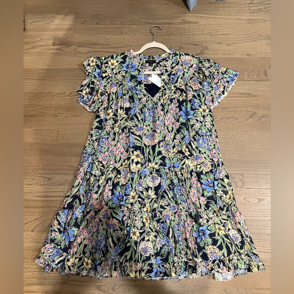 Current Air Blue and Green Ruffled Tiered Sundress